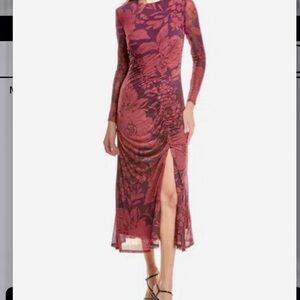 MESH FLORAL SIDE-RUCHED DRESS!!